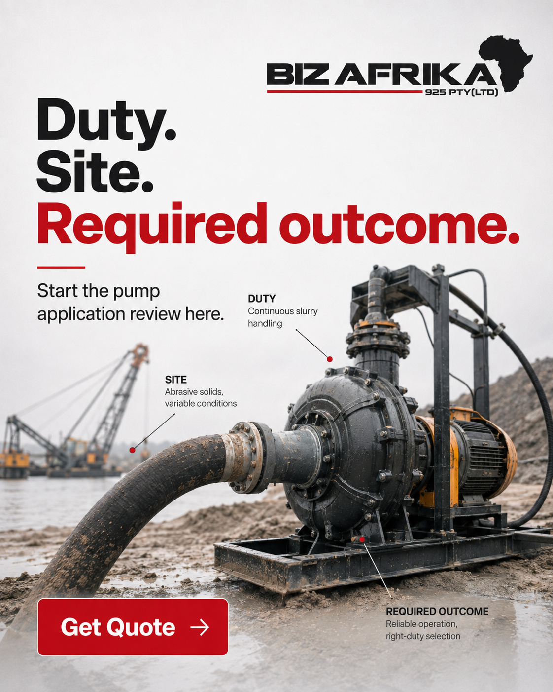 Pump and dredging ad concept